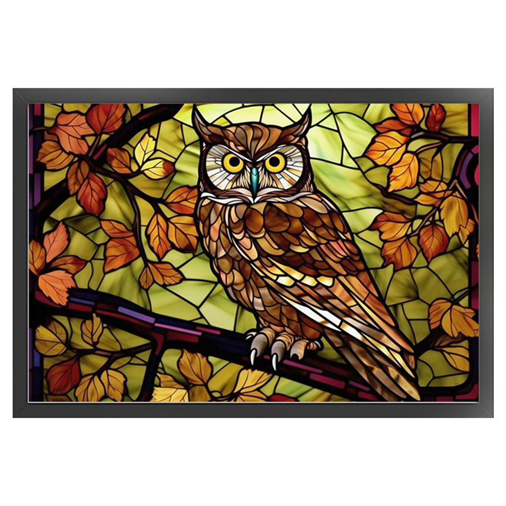 Glass Painting-Owl - 11CT Stamped Cross Stitch 60*40CM