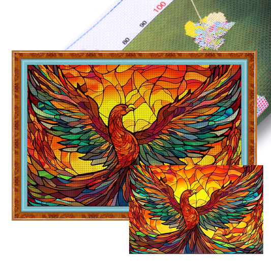 Glass Painting-Phoenix - 11CT Stamped Cross Stitch 60*40CM