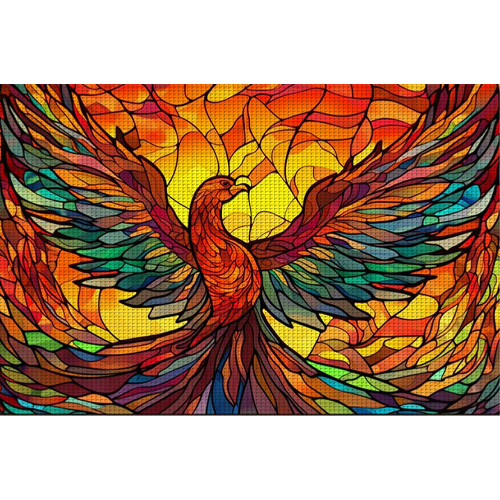 Glass Painting-Phoenix - 11CT Stamped Cross Stitch 60*40CM