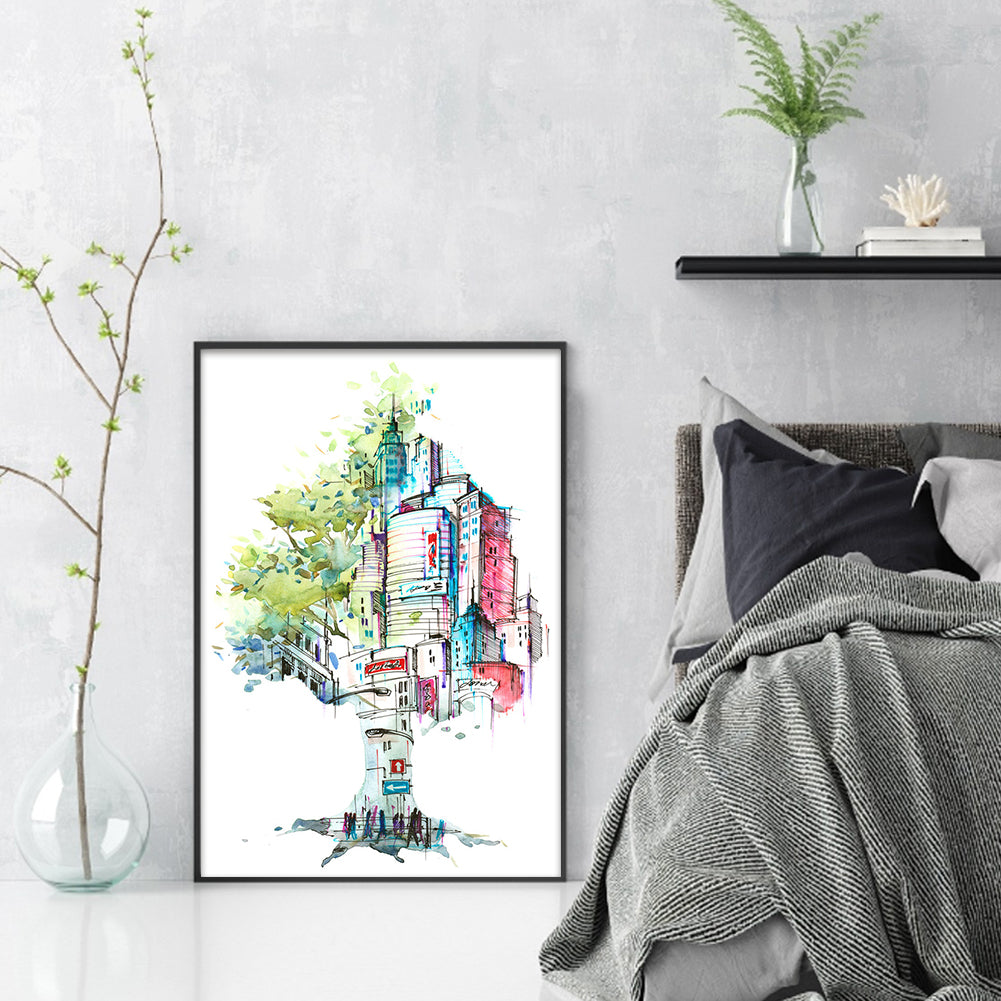 City Silhouette - 14CT Stamped Cross Stitch 35*50CM