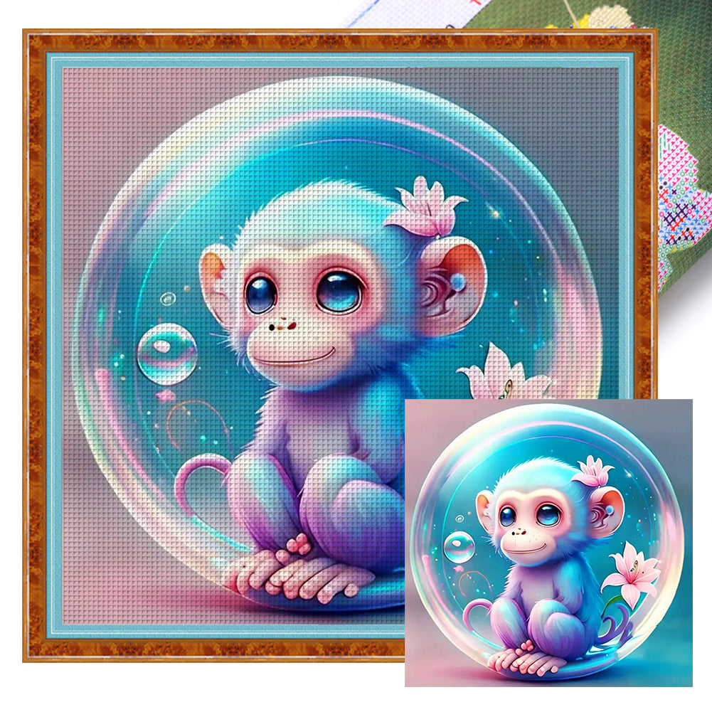 Crystal Ball Zodiac Signs-Monkey - 11CT Stamped Cross Stitch 40*40CM