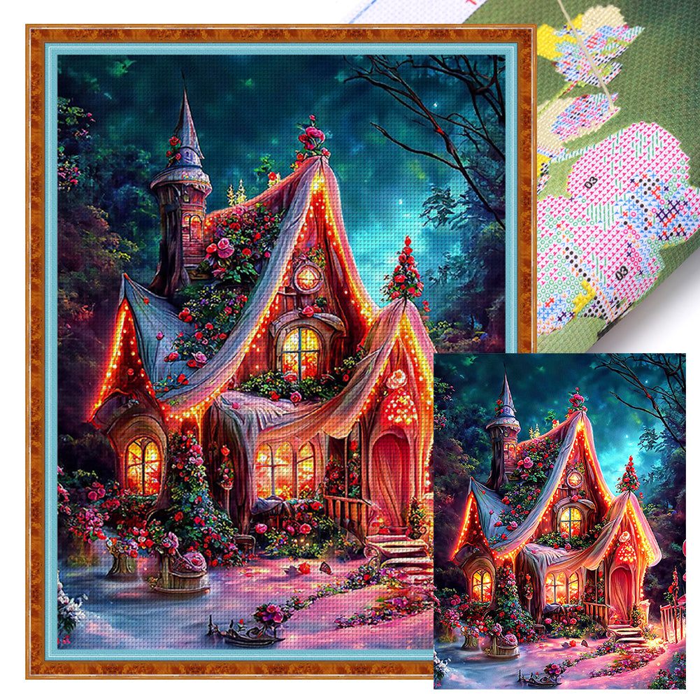 Flower House - 16CT Stamped Cross Stitch 50*65CM