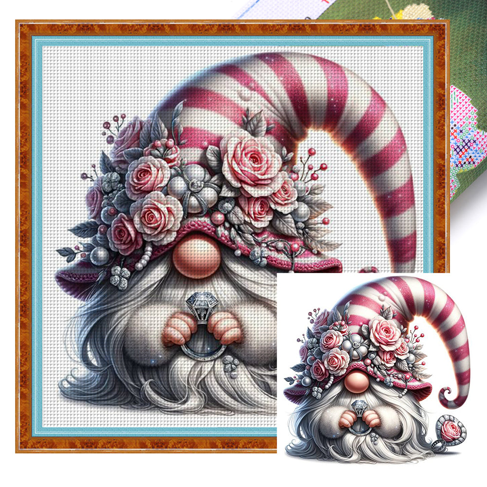 Flower Gnome - 18CT Stamped Cross Stitch 30*30CM