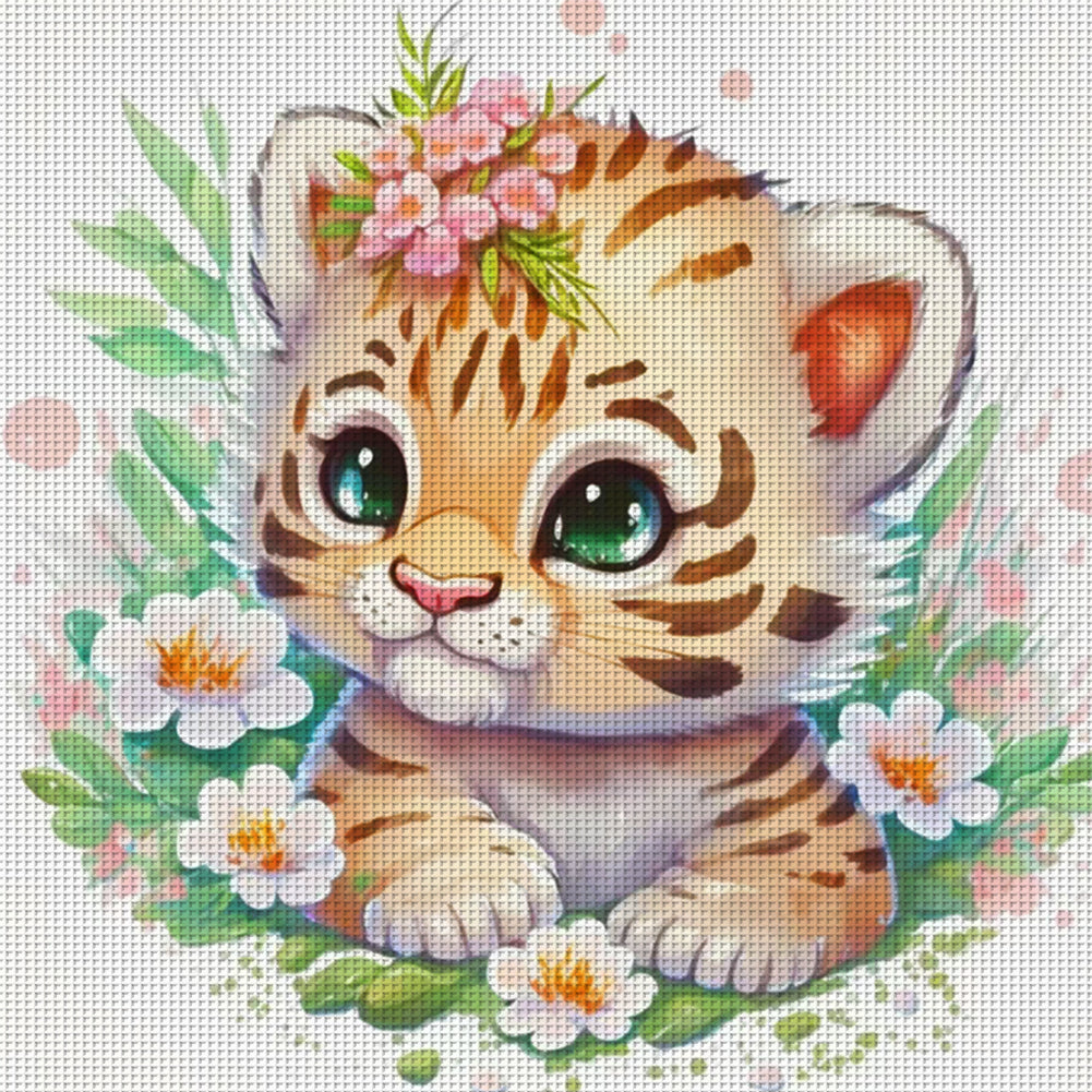 Zodiac Sign - Tiger - 11CT Stamped Cross Stitch 40*40CM