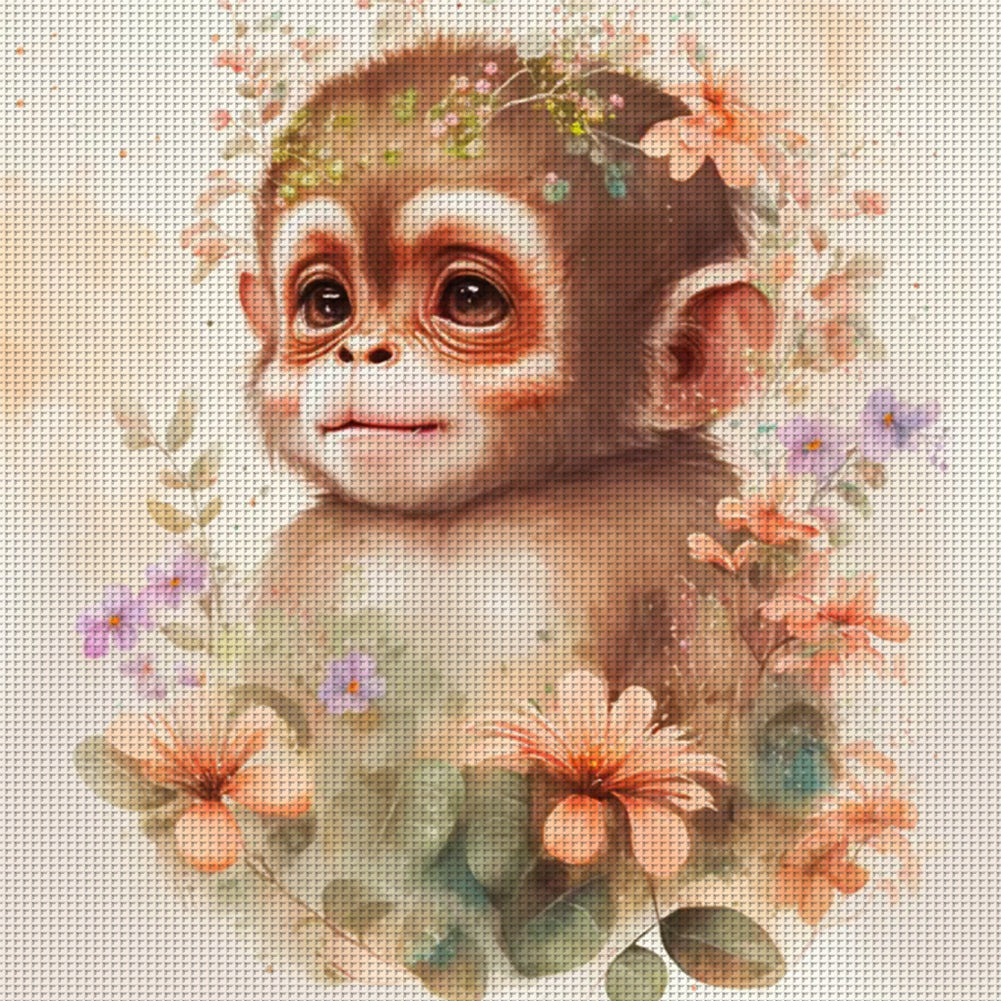 Twelve Zodiac Signs - Monkey - 11CT Stamped Cross Stitch 40*40CM