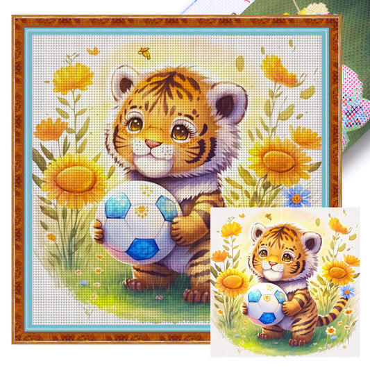 World Cup Zodiac - March Tiger - 18CT Stamped Cross Stitch 25*25CM