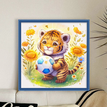 World Cup Zodiac - March Tiger - 18CT Stamped Cross Stitch 25*25CM