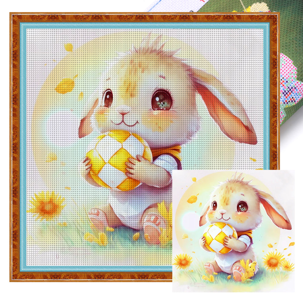 World Cup Zodiac-April Rabbit - 18CT Stamped Cross Stitch 25*25CM