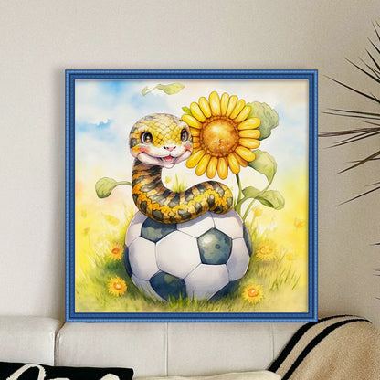 World Cup Zodiac-June Snake - 18CT Stamped Cross Stitch 25*25CM