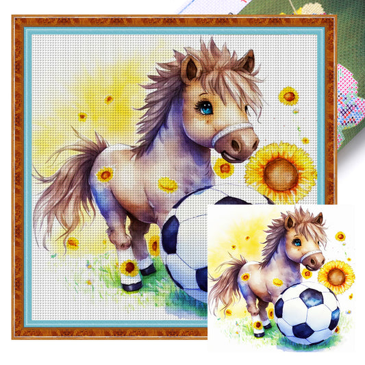 World Cup Zodiac-July Horse - 18CT Stamped Cross Stitch 25*25CM