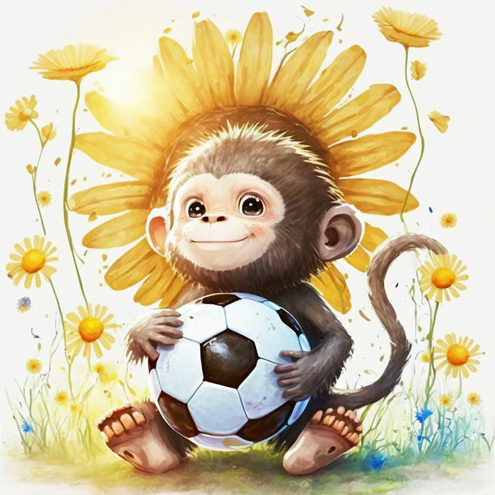 World Cup Zodiac-September Monkey - 18CT Stamped Cross Stitch 25*25CM