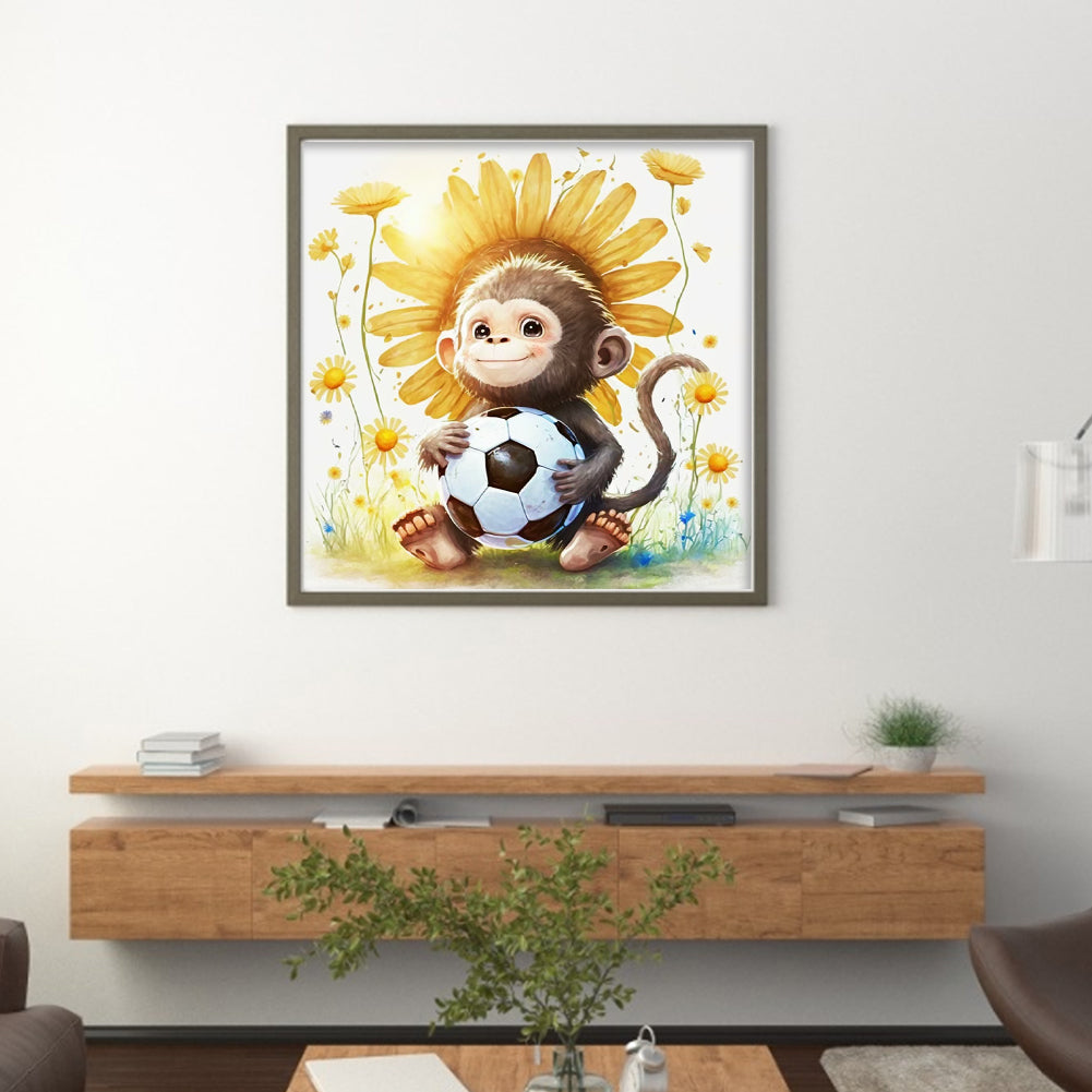 World Cup Zodiac-September Monkey - 18CT Stamped Cross Stitch 25*25CM