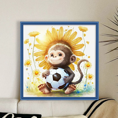 World Cup Zodiac-September Monkey - 18CT Stamped Cross Stitch 25*25CM