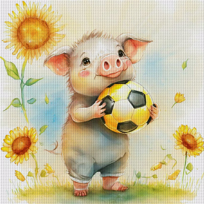 World Cup Zodiac-December Pig - 18CT Stamped Cross Stitch 25*25CM