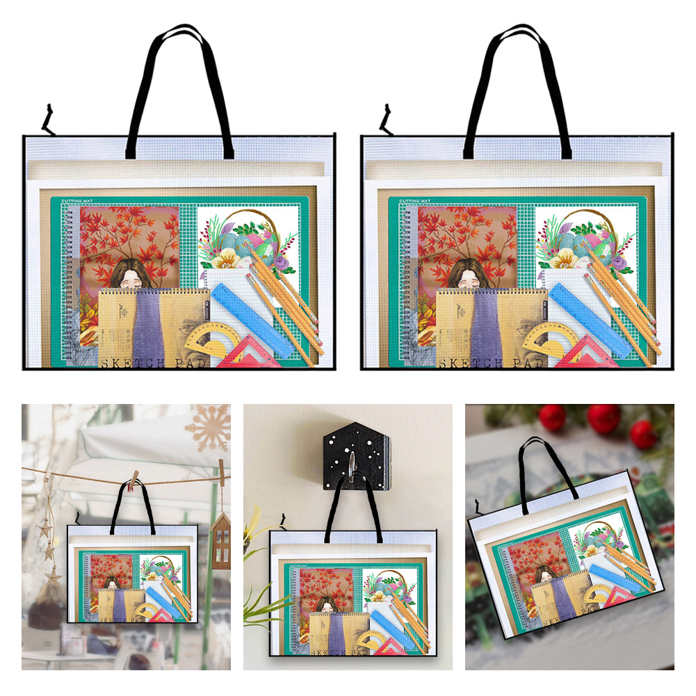 Cross Stitch Mesh File Tote Bag with Handle for Cross Stitch Projects 63.5x48cm