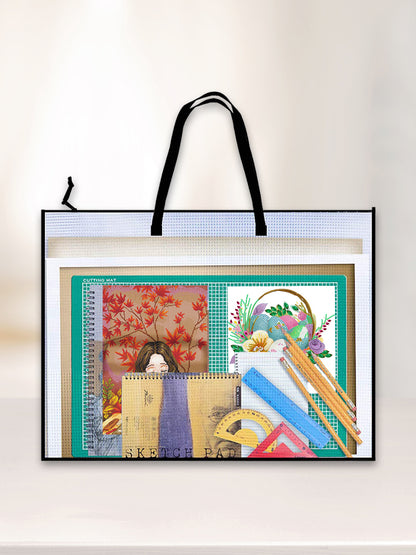 Cross Stitch Mesh File Tote Bag with Handle for Cross Stitch Projects 63.5x48cm