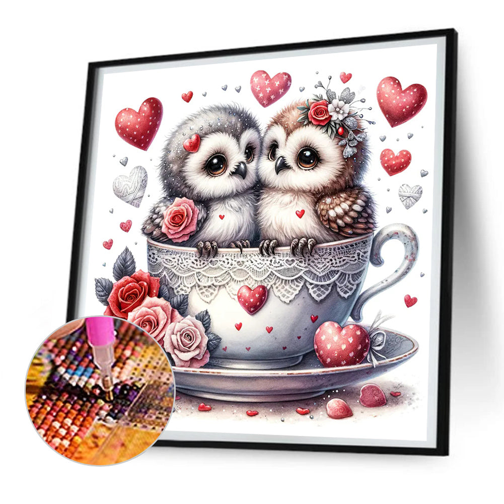 Love Flower Owl - Full Round Drill Diamond Painting 30*30CM