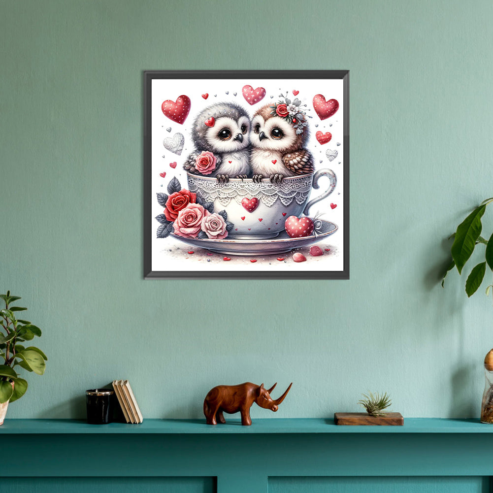 Love Flower Owl - Full Round Drill Diamond Painting 30*30CM