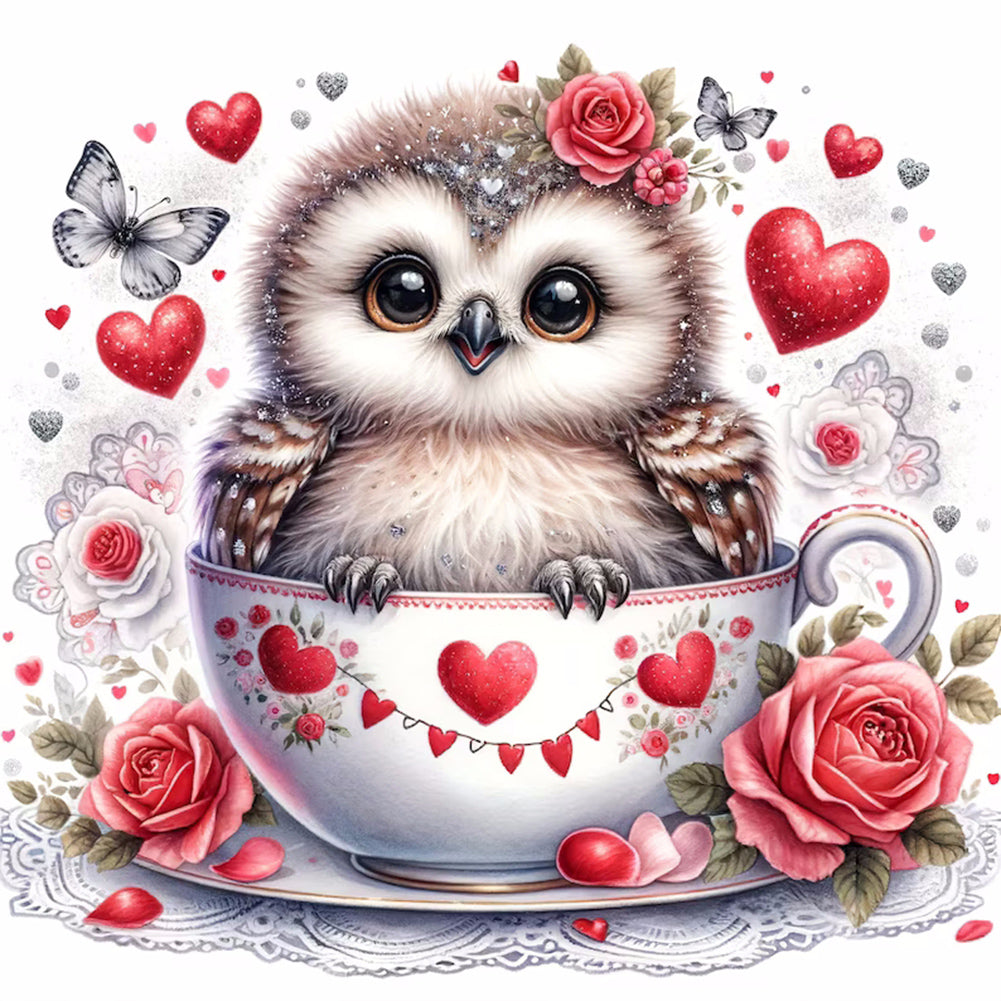 Love Flower Owl - Full Round Drill Diamond Painting 30*30CM