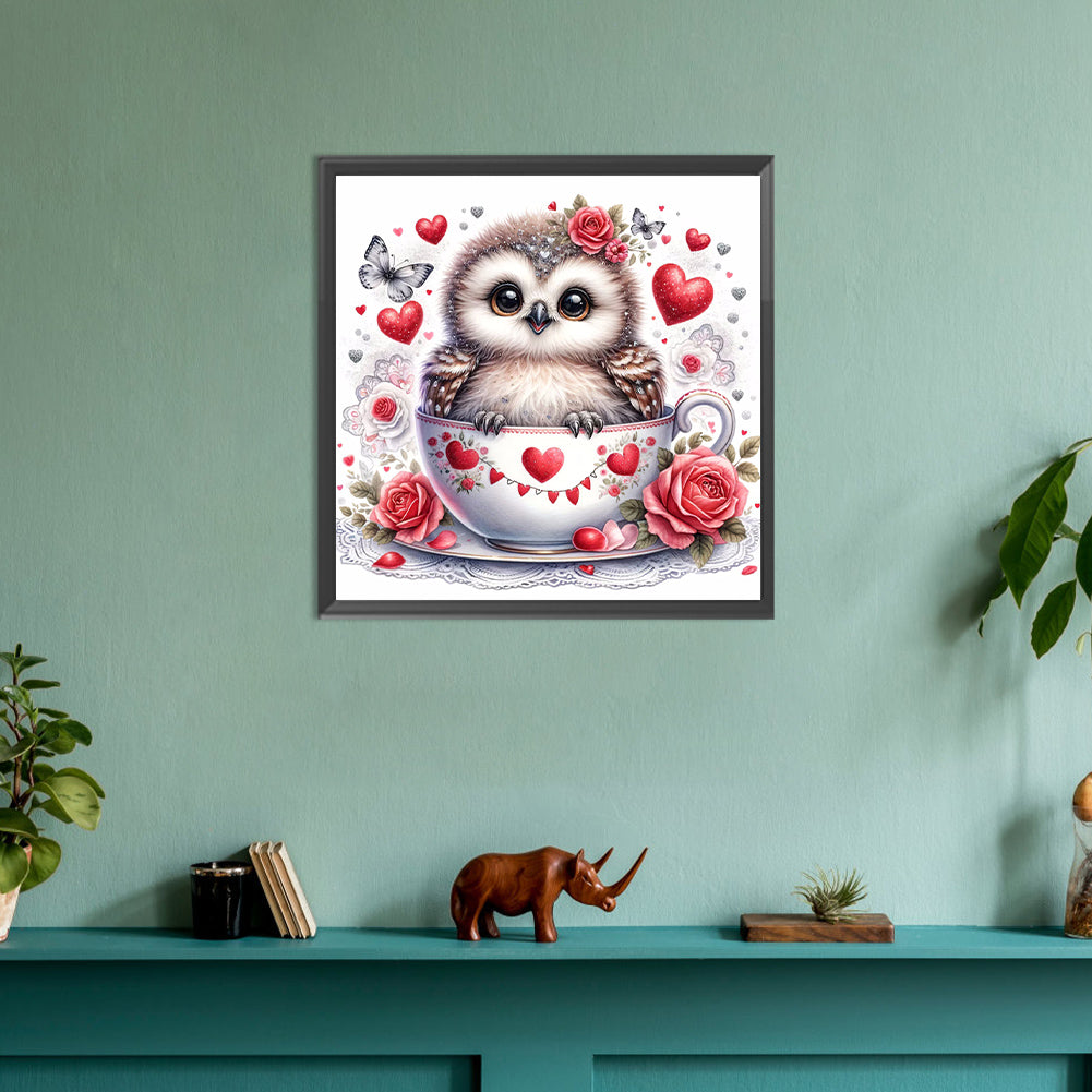 Love Flower Owl - Full Round Drill Diamond Painting 30*30CM