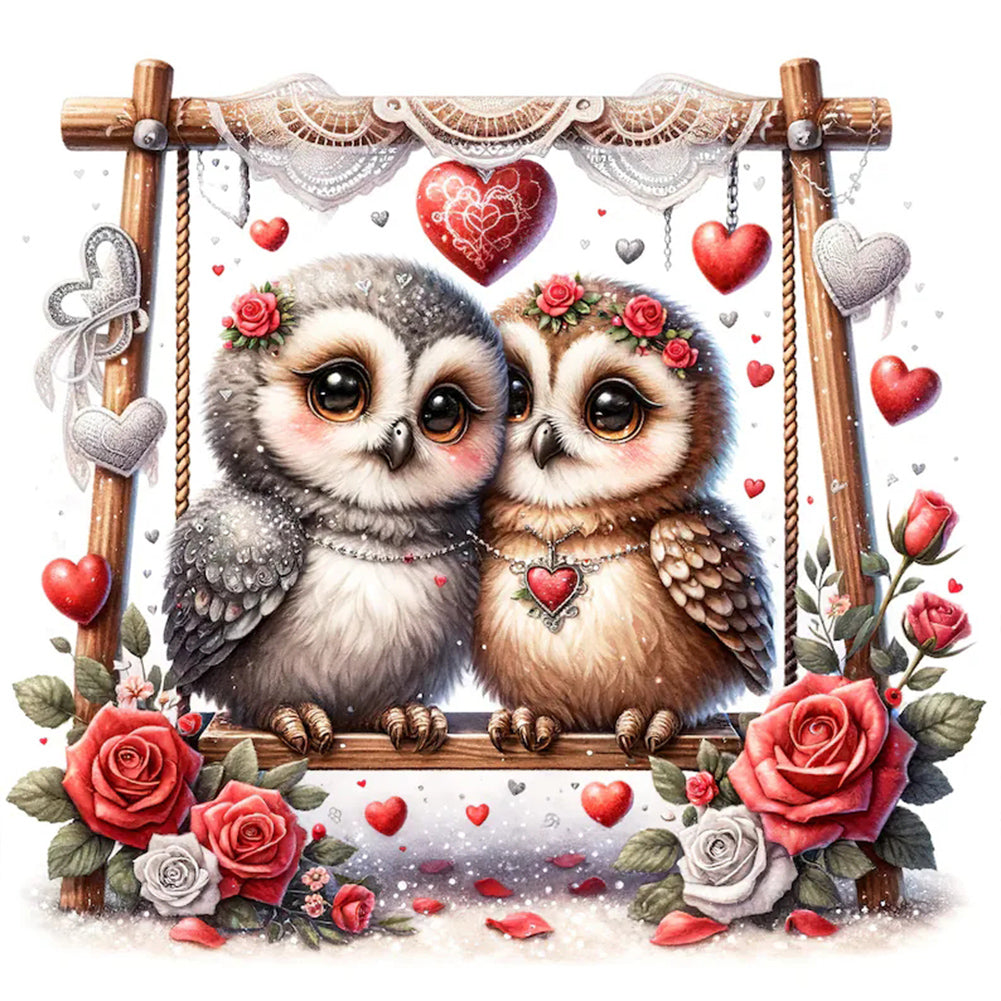 Love Flower Owl - Full Round Drill Diamond Painting 30*30CM