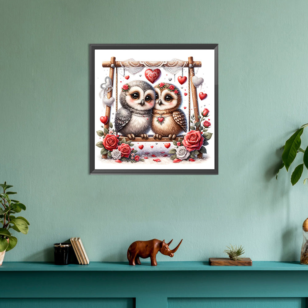 Love Flower Owl - Full Round Drill Diamond Painting 30*30CM