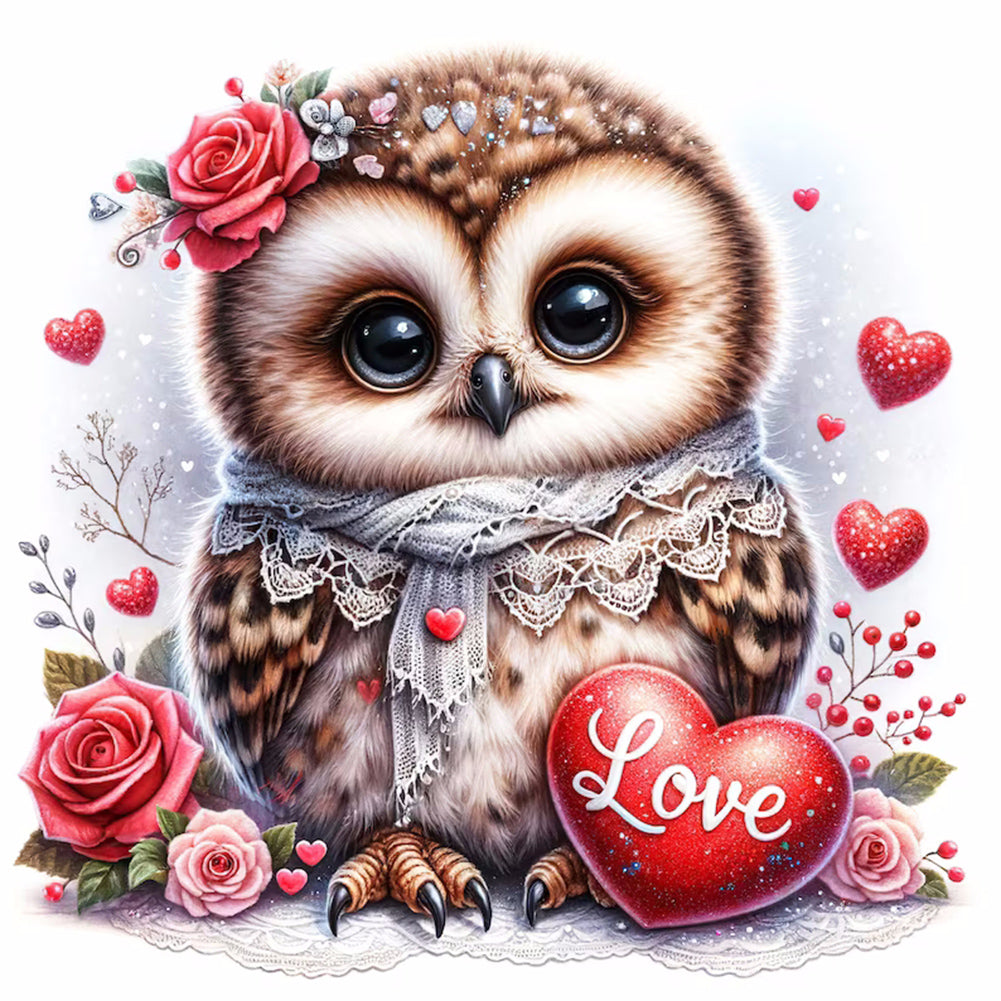 Love Flower Owl - Full Round Drill Diamond Painting 30*30CM