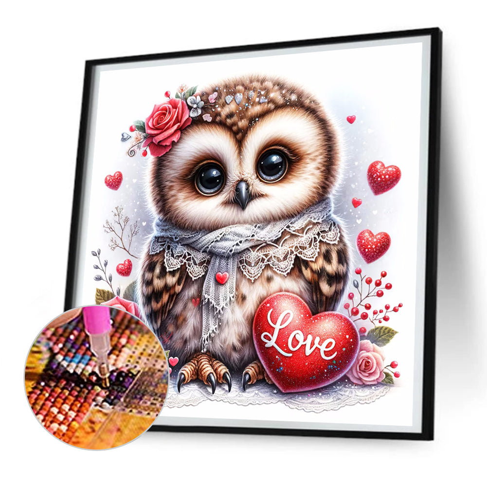 Love Flower Owl - Full Round Drill Diamond Painting 30*30CM