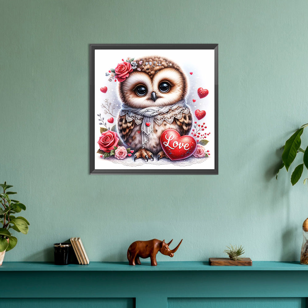 Love Flower Owl - Full Round Drill Diamond Painting 30*30CM