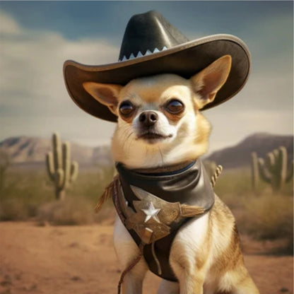 Desert Cool Cowboy Puppy - Full Round Drill Diamond Painting 30*30CM