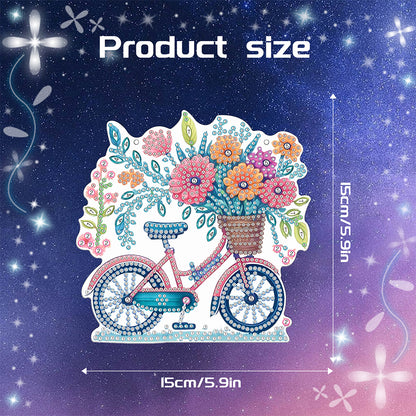 Acrylic Bicycle Flowers Single-Sided 5D DIY Diamond Painting Hanging Pendant