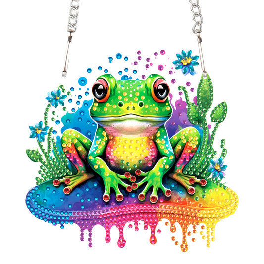 Acrylic Frog Single-Sided Diamond Painting Hanging Pendant for Home Wall Decor