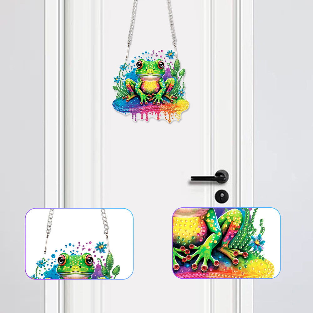 Acrylic Frog Single-Sided Diamond Painting Hanging Pendant for Home Wall Decor