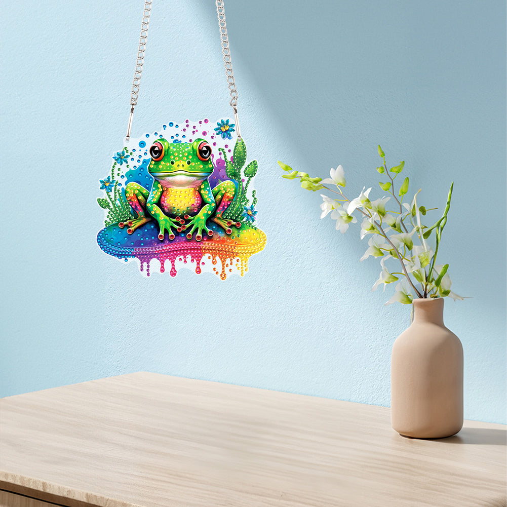 Acrylic Frog Single-Sided Diamond Painting Hanging Pendant for Home Wall Decor