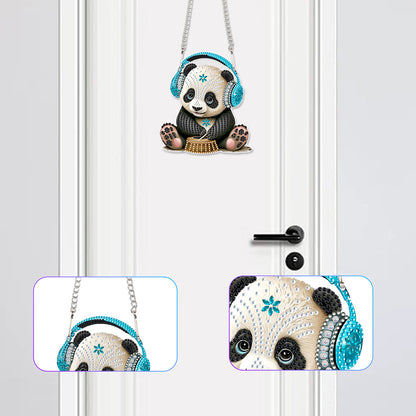 Acrylic Earphone Panda Single-Sided 5D DIY Diamond Painting Hanging Pendant