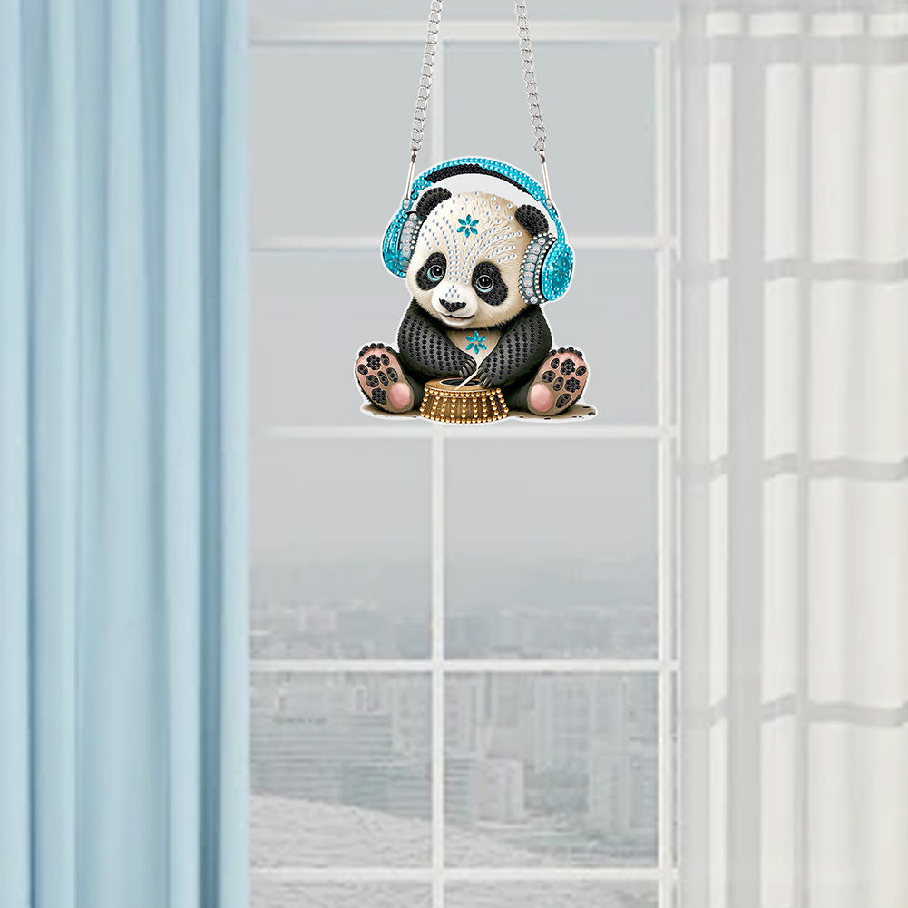 Acrylic Earphone Panda Single-Sided 5D DIY Diamond Painting Hanging Pendant