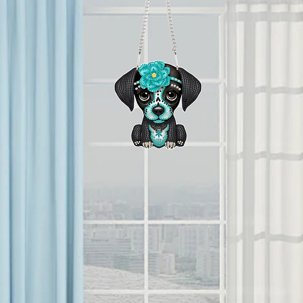 Acrylic Dog Single-Sided Diamond Painting Hanging Pendant for Home Wall Decor