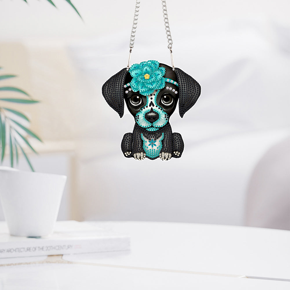 Acrylic Dog Single-Sided Diamond Painting Hanging Pendant for Home Wall Decor