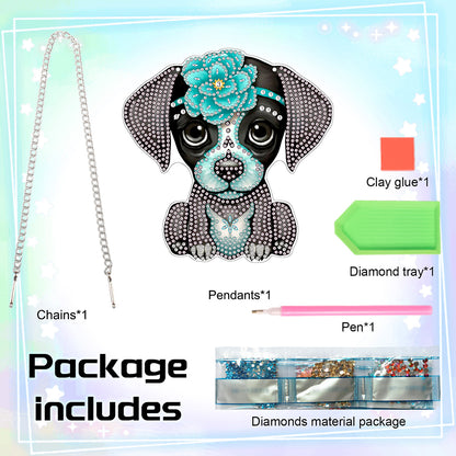 Acrylic Dog Single-Sided Diamond Painting Hanging Pendant for Home Wall Decor