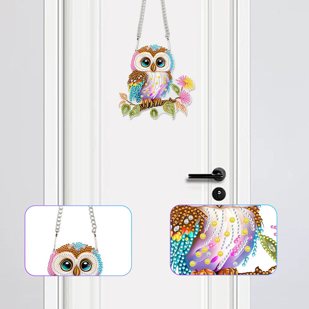 Acrylic Owl Single-Sided Diamond Painting Hanging Pendant for Home Wall Decor