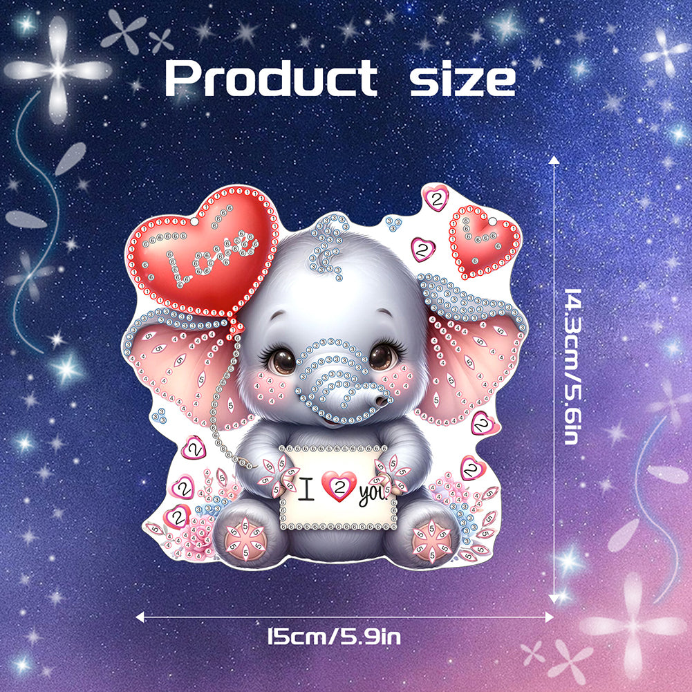 Acrylic Heart Elephant Single-Sided 5D DIY Diamond Painting Hanging Pendant