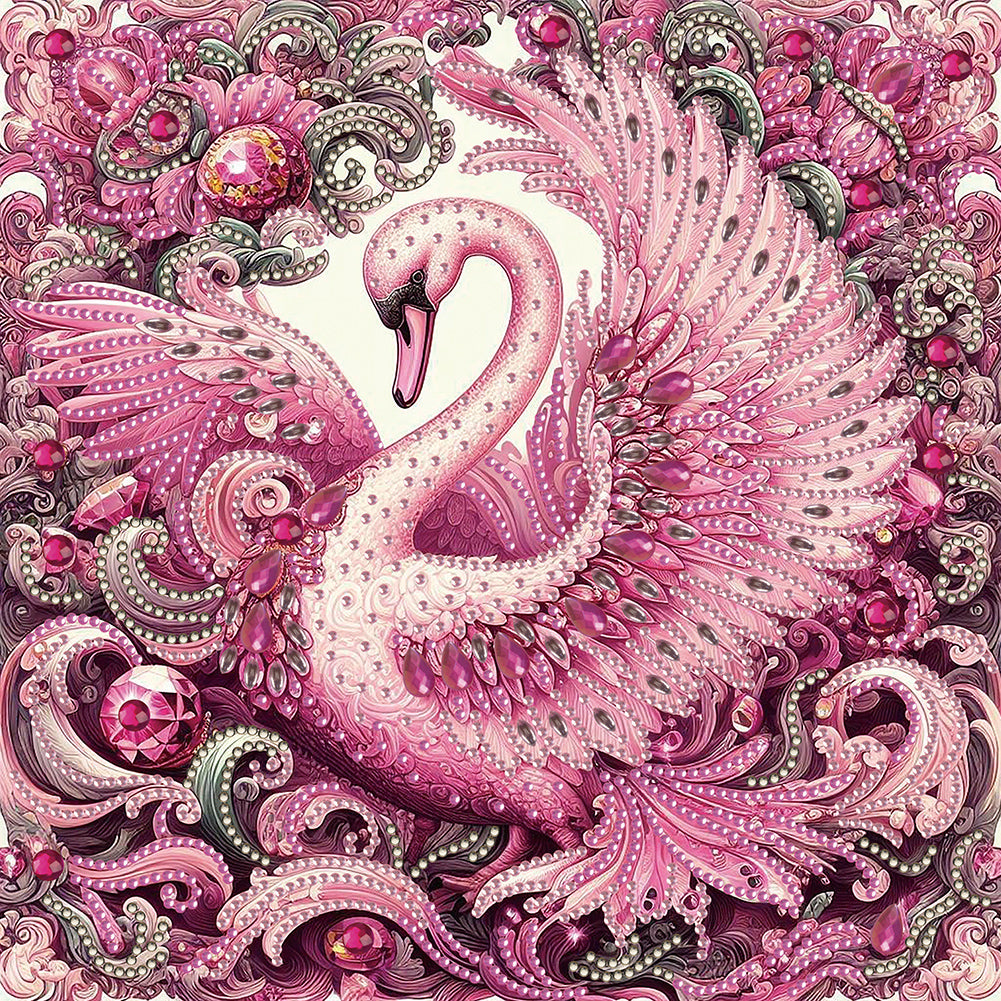 Pink Swan - Special Shaped Drill Diamond Painting 30*30CM