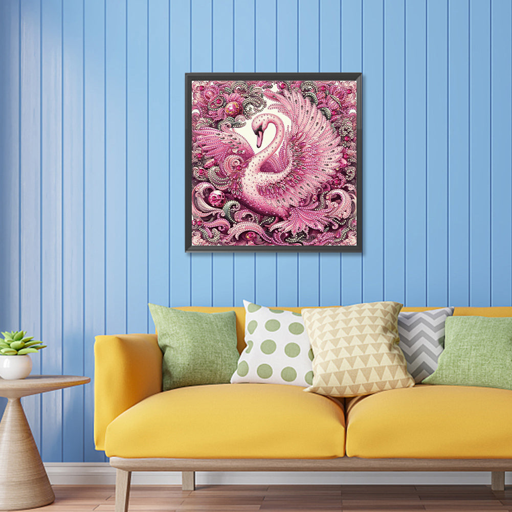 Pink Swan - Special Shaped Drill Diamond Painting 30*30CM