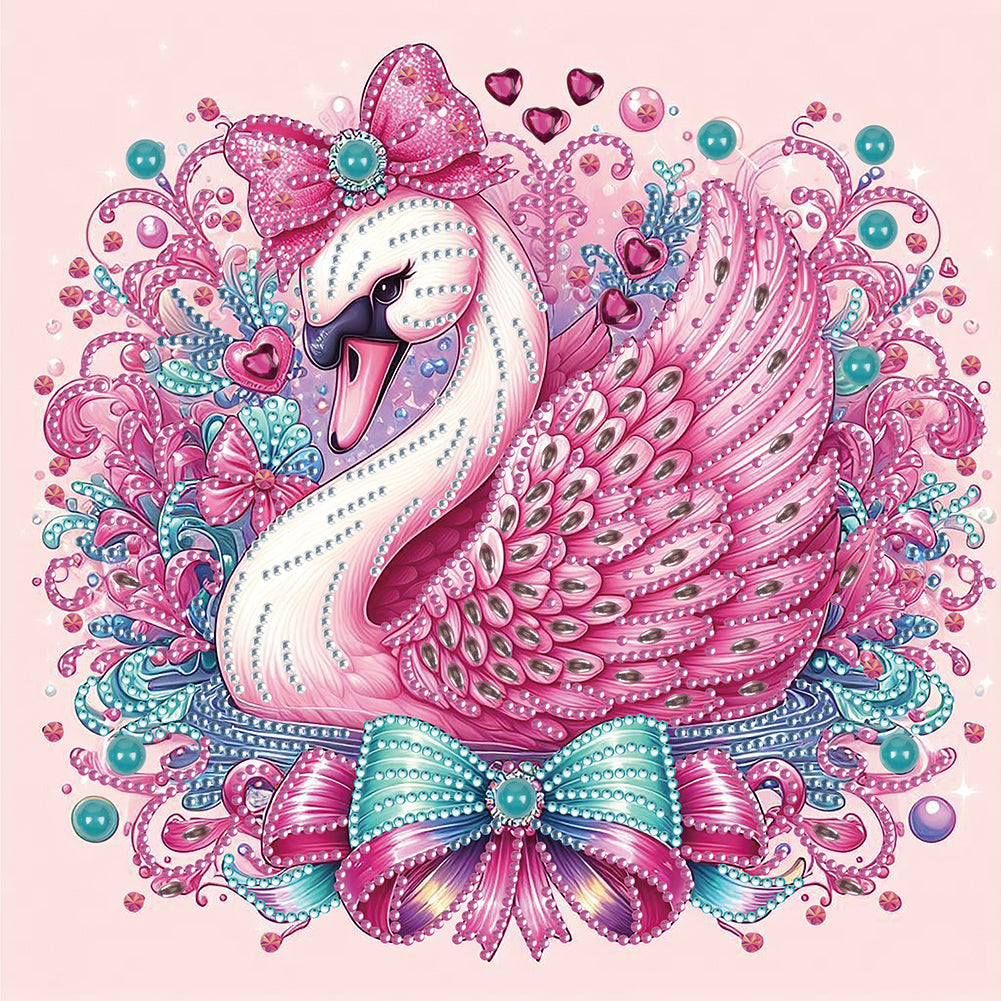 Pink Swan - Special Shaped Drill Diamond Painting 30*30CM