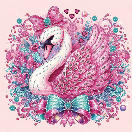 Pink Swan - Special Shaped Drill Diamond Painting 30*30CM