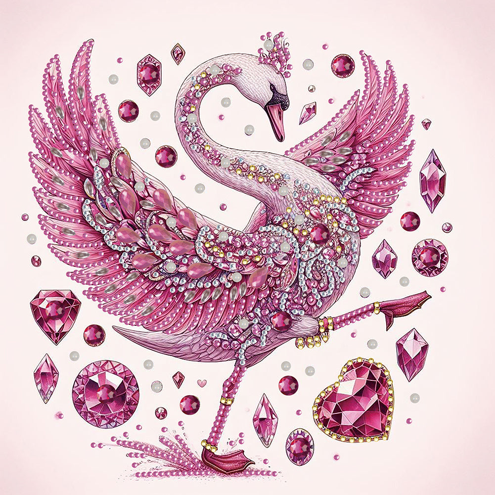 Pink Swan - Special Shaped Drill Diamond Painting 30*30CM