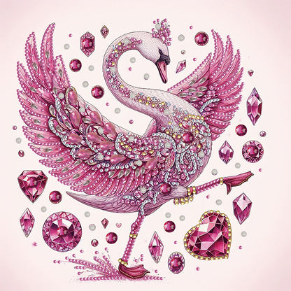 Pink Swan - Special Shaped Drill Diamond Painting 30*30CM