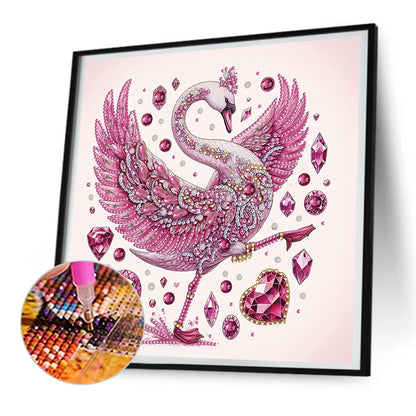 Pink Swan - Special Shaped Drill Diamond Painting 30*30CM