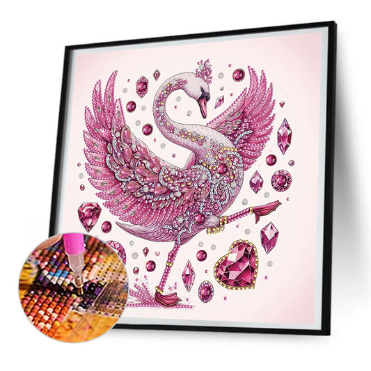 Pink Swan - Special Shaped Drill Diamond Painting 30*30CM