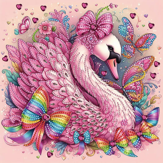 Pink Swan - Special Shaped Drill Diamond Painting 30*30CM